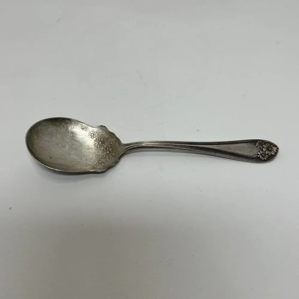 Antique Wm Rogers & Son Silverplate AA Berry/Serve Spoon -Daisy Pattern - Sugar